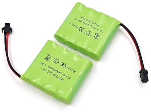 XMECZQQ 4,8V NiMH Akku Pack 2400mAh 2er-Set, wiederaufladbarer AA Batteriepack mit SM-2P Stecker, Ersatzakku für ferngesteuerte Autos, Spielzeugroboter, RC-Fahrzeuge & Elektrospielzeug