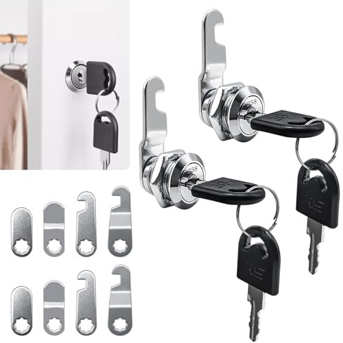 Lot de 2 serrures de boîte aux lettres de 16 mm avec 4 clés et 10 plaques de serrure, serrure à levier pour boîte aux lettres et portes d'armoire, serrure de meuble pour armoire, casier, boîte aux