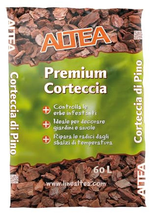 Tecnokit Corteccia di Pino Premium per Pacciamatura Naturale, Corteccia per Giardino E Piante in Vaso, Pine Bark Decorativa 15-25 Mm, Anti-Erbacce E Fertilizzante Naturale, Sacco da 60 Litri