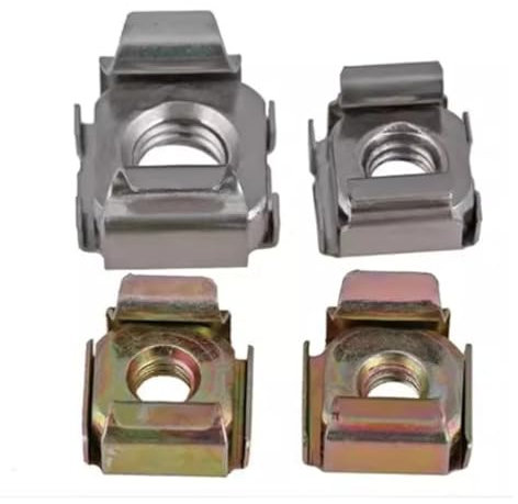 jiuxinyun 5 Stück M4 M5 M6 ~ M12 304 Edelstahl/farbig verzinkt, quadratisch, elastisch, Rackmontage, Serverschrank, Regalclip, schwimmende Käfigmutter(Nickel Plated,M8-5pcs)