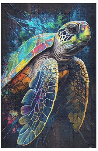Schildkröte -Puzzle, 1000 Teile,Holzpuzzle Für Erwachsene Kinder, Lustiges Spielzeug, Denkspiel, Spielzeug, Bildungsspiel, Herausforderung, Pädagogisch, （78×53cm）