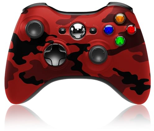 Wireless Controller for Xbox 360,2.4GHZ Game Joystick Controller,Camo Red | Gamepad for Xbox 360 & Slim Console and PC Windows 7/8/10,No Audio Jack