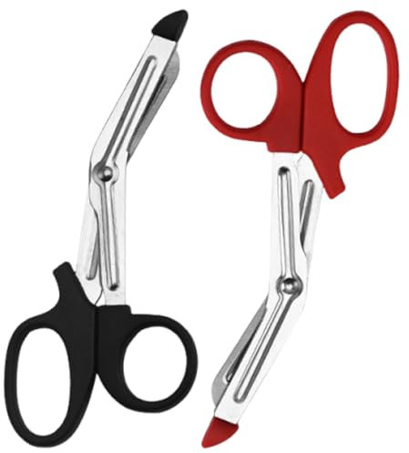 Ziyero Forbici Infermiere, Forbice Infermiere Forbici Mediche Forbici Infermiera Cesoie Traumi da 6.5'' in Acciaio Inossidabile per Fasciatura Garza Bende,Riparazione,Emergenza -Rosso e Nero