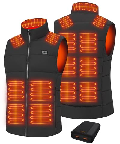 Techstuph Heated Jacket with 20000mAh Power Bank for Men & Women Heated Jacket Womens with 15 Heating Zones, 3 Temp Levels, Lightweight Heated Jacket Men for Outdoor, Work, Walking