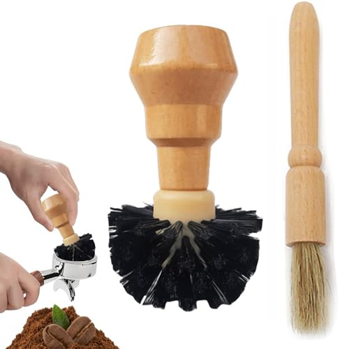 2 Stück Kaffeekorbbürste, Espressomaschinen Reinigungspinsel, Kaffee-Reinigungsbürste, Griff-Reinigungsbürste, für Siebträger Maschinen Kaffeevollautomaten Espressomaschine Kaffeemühle