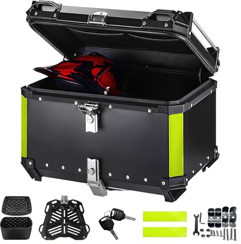 Oamger Motorrad-Topcase, Topcase aus Aluminium, wasserdicht, Aufbewahrungsbox mit Doppelschlüssel, Motorradschachtel, mit Sicherheitsschloss, Gepäckbox zur Aufbewahrung von Helmen (45 l)