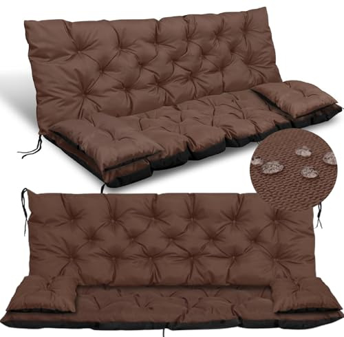 GARDEN KING ROYAL REST grande cuscino 100x60x50 cm + 2 piccoli cuscini per panca o altalena, impermeabili, trapuntati