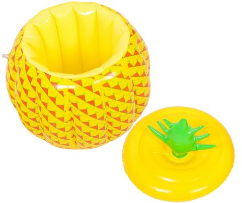 BEBEMOKO Inflatable PVC Beer Holder and Pineapple Ice Bucket Portable Cold-Resistant Floating Ice Bucket for Pool Parties and Outdoor Use