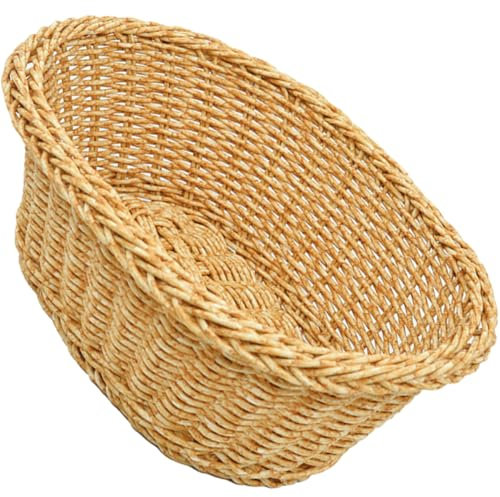 CONGARTENO Cesta De Frutas Tejida Ovalada De Imitación De Ratán para Cocina Cesta De Almacenamiento para Postres De Frutas para Escritorio