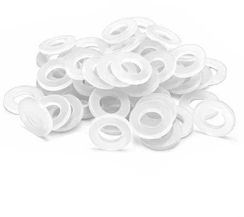 Tunejoy Rondelle en Caoutchouc M4x8x1,5 Plate Rondelle en Silicone pour Robinet Tuyau Eau Tuyau Fixation Boulon 50 Pièces Blanc