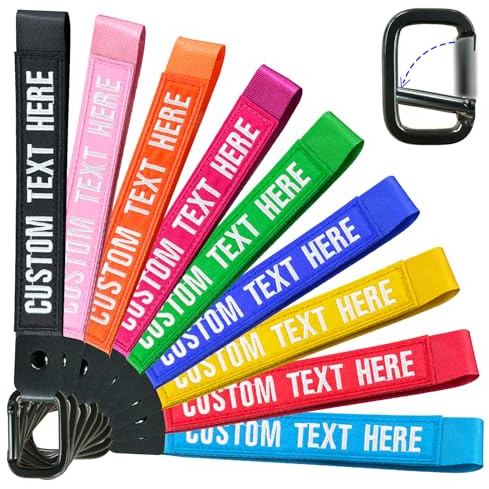 Porte-clés personnalisé avec broderie recto-verso. porte-clé cordon avec nom. Porte-clés femme/homme, breloques personnalisées. Cadeau Personnalisé pour couples, familles et amis.