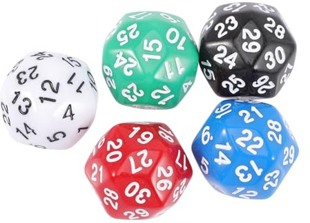 SOPOTUTU Dadi a 30 Facce in Acrilico Numerati 5 Pezzi Per Gioco Educativo Genitore-figlio e Accessori Per Feste a Casa