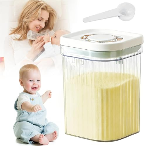 Milchpulverspender, Milchpulver Aufbewahrungsbox, Tragbare Milchpulver-Kasten, Milchpulver Behälter mit Löffel, PulverbehäLter zur Aufbewahrung von Baby Milchpulver, Obst, Lebensmitteln (1200ML)