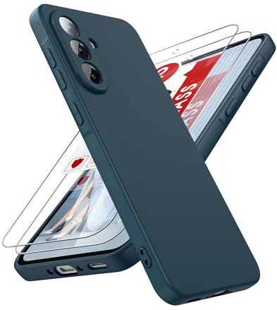LeYi Handyhülle für Samsung Galaxy A56 5G Hülle, mit 2 Stück Schutzfolie, TPU Handy Schutzhülle und Kameraschutz Displayschutz für Samsung A 56 Hülle, Kratzfest Stoßfest Fallschutz Case Blau