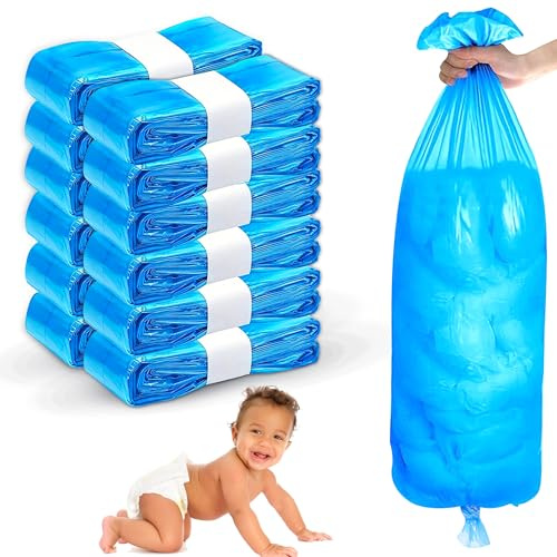 12 Pack Nappy Bin Refill Bags - Extra-Long 6.5m Nappy Bin Refills - Nappy Liners with Odor Locking - Nappy Bags with 280–320 Nappies