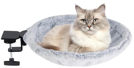 da scrivania per gatti, accogliente amaca per gatti con portata fino a 23 kg, girevole a 180°, per balcone, libreria, camera da, davanzale e posto di lavoro