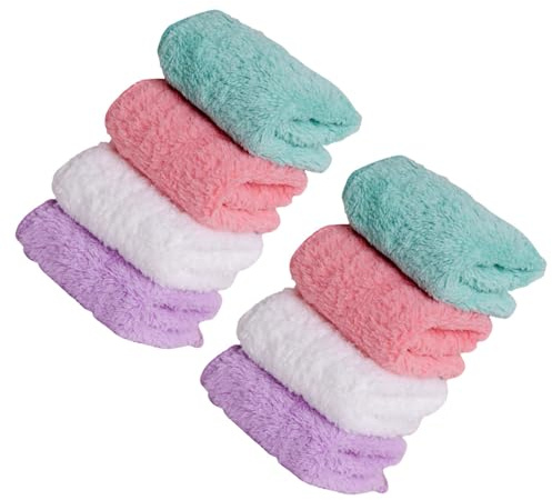 LALADEFIEE Serviettes Faciales en Fibres de Polyester et Polyamide Lot de 8 Épaisses et Lavables Absorbantes et Résistantes la Décoloration, Visage Couleur Aléatoire pour Garçon et Filles