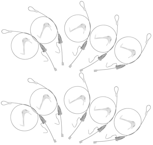 WOONEKY 12 Juegos Gancho Ajustable para Colgar Cuadros con Cables de Acero Sistema para Exhibiciones y Galerías de Arte Accesorios para Colgado de Imágenes