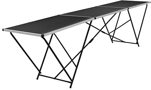 Generico Tavolo Pieghevole per Carta da Parati MDF Alluminio 300x60x78cm,Nero,11.15kg,140718