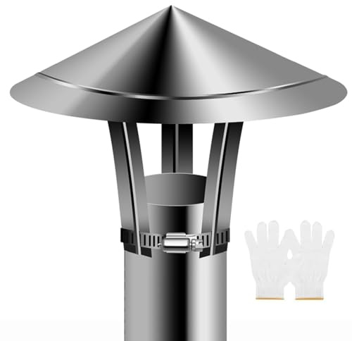 Copertura in Acciaio Inox per Stufa o Camino, Cappello Antipioggia per Proteggere il Tubo di Scarico Tetto, 120 150 180mm Cappello Canna Fumaria Comignolo Antivento Uscita Fumi(10in(250mm))
