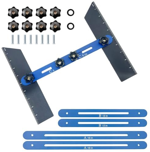 Opatiny Strumento per sagome per scale, in lega di alluminio, per scale e pavimenti, ripiani e davanzali delle finestre, con connettori scorrevoli progetti personalizzati (blu)