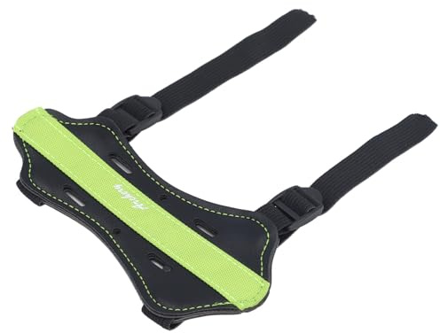 ZDETGU Barn Bågskytte Armskydd, PU Läder Justerbar 4 Mm Förtjockad Båge Underarmsskydd med Andningsbar Håldesign, för Recurve Bågejakt Skytteträning Utomhus Bågskytte (Grön)