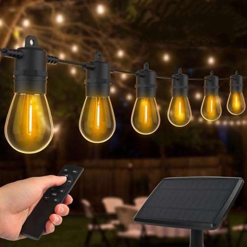 AVANLO Lichterkette Außen Solar, 49FT/15M Solarlichterkette Outdoor | 3 Modi, 15+1 Glühbirnen Warmweiß, IP44 Wasserdicht Solar String Lights für Garten, Balkon, Hochzeiten, Party