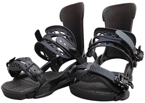 LCKKJHG Fijaciones Snowboard Fijaciones de Nailon for Snowboard for Adultos, Fijaciones Ajustables Universal(L Black)