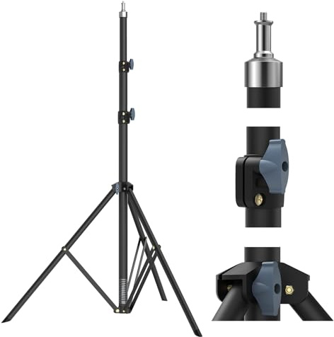 LEORFI Pie de Luz Fotografía 118 Pulgadas/300cm con Trípode y Rosca 1/4 | Acero al carbono resistente, tubo de 32 mm, altura ajustable 95-300 cm, compatible con softbox, flash, cámara y streaming