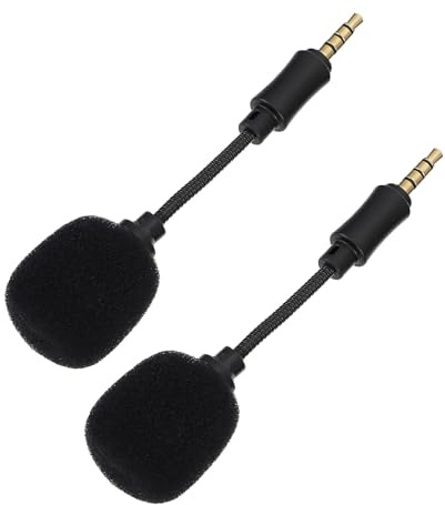 CATIEBYE Microfono Mini Portatile a 4 Conduttori Riduzione Rumore, Microfono per Canto e Registrazione Vocale per PC e Smartphone, Set 2 Pezzi, Design Omnidirezionale e Alta Sensibilità
