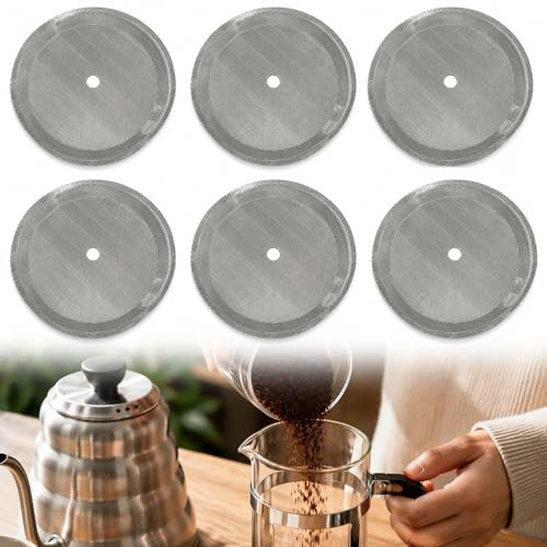 Cafetiere Filter Mesh 6 PCS, Coffee Filters for Smooth Brewing Filtration for 1L French Press, Fine Mesh Removes Grounds, Easy Replacement for Daily Coffee Making Use