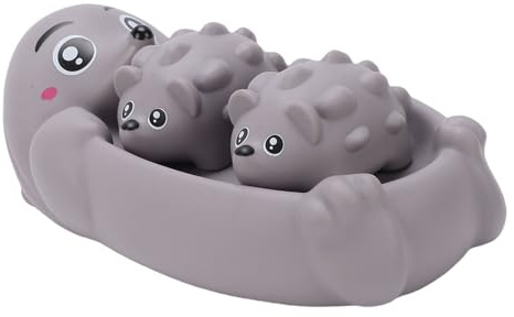 Zunate Soft Plastic Floating Bath Toy For Toddlers | Cute Sealed Animal Water Float For Infant Bathtub Swimming Pool Fun (Gray)