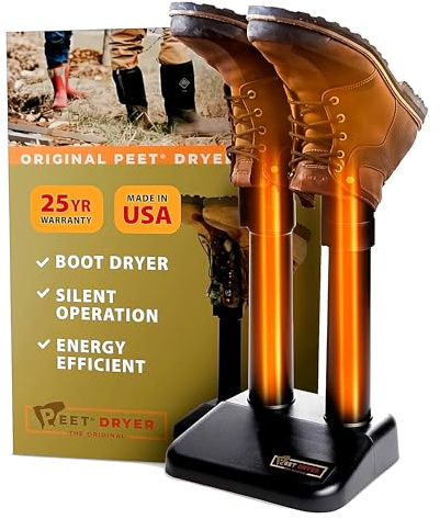 PEET Original Boot Dryer for Work Boots - Portable Electric Shoe Dryer for Hiking Boots, Cleats, Sneakers & Outdoor Gear - Always-On, Silent, Energy-Efficient - 25 Year Warranty, Made in USA