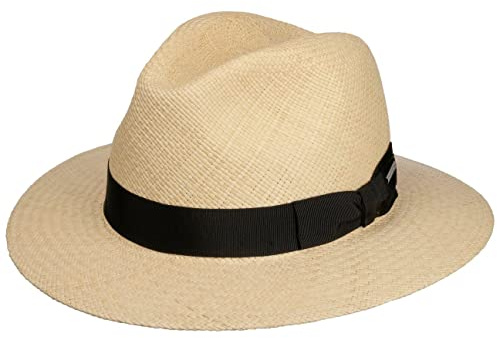 Stetson Chapeau Marcellus Panama Homme - Made in Italy d'été en Paille de pour avec Ruban Gros Grain, Grain Été Printemps-été - XL (60-61 cm) Nature