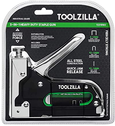 TOOLZILLA Handtacker für Holz mit Klammern - Tacker Set inkl. 600 Tackerklammern - Leistungsstarker Holztacker mit Schusskraftregulierung - Ergonomischer Handtacker für Heim und Gartenarbeiten