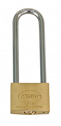 Amig - Lucchetto di Sicurezza | Include 2 chiavi | Arco Extra Lungo | Ottone e Arco in Acciaio Trattato | Per Armadietti da Palestra, Porte, Armadi, Valigie, Zaini | Doppia Chiusura | Larghezza: 40 mm
