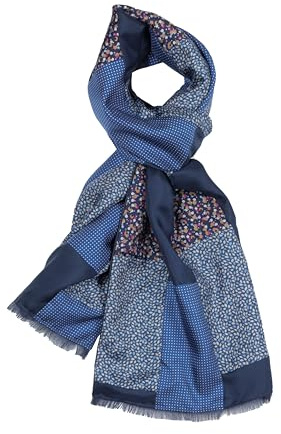 Remo Sartori - Sciarpa Uomo Sottogiacca in Pura Seta Patchwork Blu, Cucita a Mano, Made in Italy
