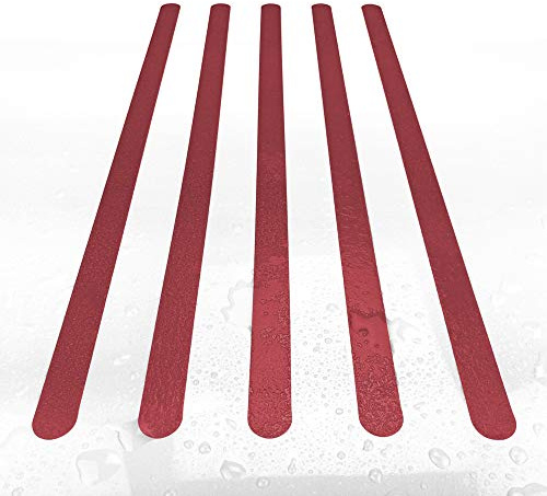 AnTina TAPES® Antirutschstreifen Dusche Aufkleber (3x64cm, 8X rot) | pflegeleicht, selbstklebend, für Dusche & Badewanne, spurlos entfernbar, inkl. Reinigungstuch, geprüfter Rutschschutz
