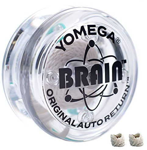 Yomega DAS ORIGINAL Brain - Professionelles Yoyo für Kinder und Anfänger, reaktionsschneller Automatische Rückkehr Yo Yo am besten für Seiten Tricks + zusätzliche 2 Seiten (klar)
