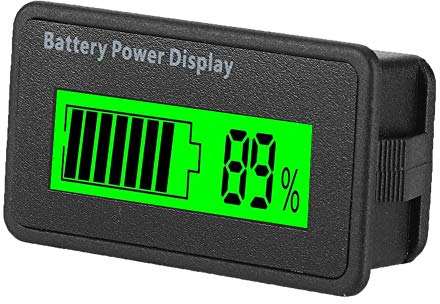 Digital Battery Tester, 12 V, 24 V, 36 V, 48 V LCD Universal Battery Capacity Meter Digital Battery Indicator Waterproof Battery Voltmeter (Green)