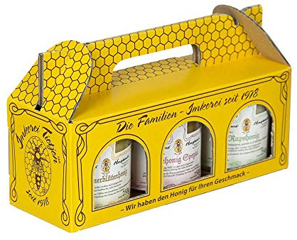 Imkerei Nordheide - 3x 250g naturbelassener Honig Probierset | Geschenkset | praktische Geschenkbox aus Karton, klassische Sorten | Berufsimkerei seit 1978