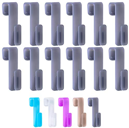 WELLGRO 12x Rundheizkörperhaken - Top Qualität Made IN Germany - Haken für Handtuch - Heizkörperhaken - Handtuchhaken - Farbe wählbar, Farbe:Grau