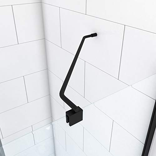 AURLANE Barre de Fixation d'angle Noir Mat pour Douche a l'italienne - Barre DE Fixation Murale d'angle