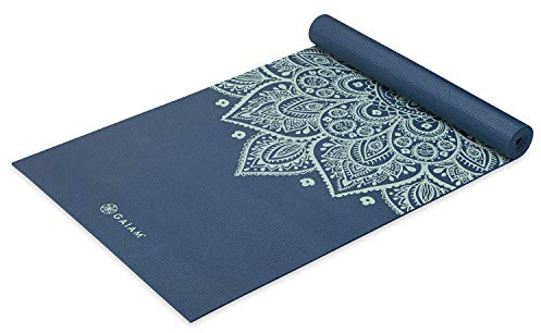 Gaiam Yoga Mat – Non Slip 5mm Thick Print Mat for Yoga, Pilates & Floor Workouts | Colorful Printed Design | PVC Free, Lightweight | 68 x 24 | Includes Free Online Yoga Class