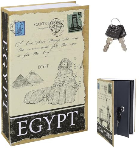 Diversion Book Safe with Key Lock, Parrency Hidden Safe Box of Classical Design, Medium, Eygpt, 9 1/2 x 6 x 1 1/3, SBH-M018