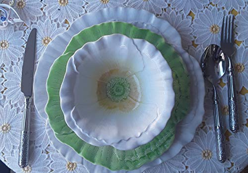 Blanc Mariclo Posto Table en céramique – Assiette plate (Blanc) Assiette creuse (Vert) Assiette creuse (Blanc)