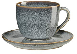 ASA Tasse und Untertasse, saisons Kollektion, Farbe: Blau-Grau, Steinzeug, 0,23L