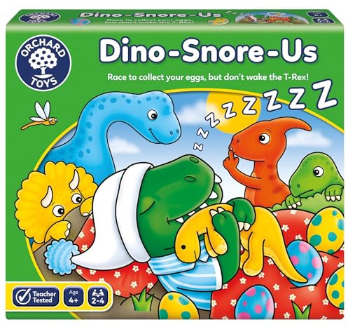Orchard Toys Dino-Snore-Us Game, A fun Dinosaur Themed Board Game for ages 4+, Encourages Number and Counting Skills for Kids
