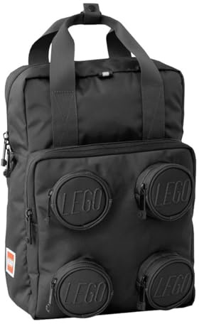 LEGO® Signature Zaino Mattoncino 2x2 con Scomparto per Tablet/Laptop, 15L, 4 Tasche Frontali Porta Accessori - Nero
