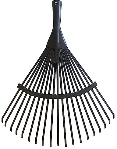 Laubrechen Laubbesen aus Kiefernholz Fächerbesen mit langem Stiel aus Holz Werkzeugkopf aus Metallband mit 22 elastischen Zinken Laubharke für Garten und Rasen Gartenrechen 180 cm
